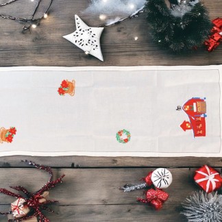 Christmas table runner-House embroidery